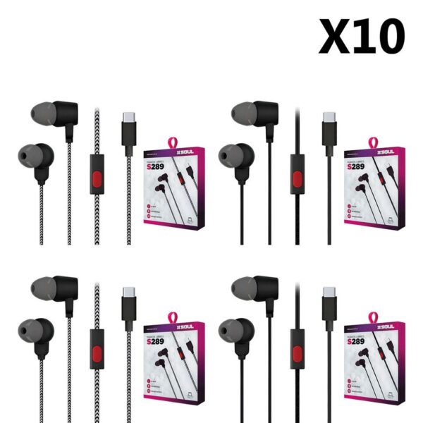 Manos Libres S289 Tipo ''C'' Sonido Nitido Combo X10