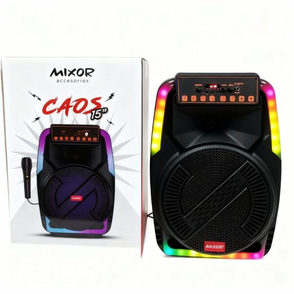 Parlante Mixor 15' CAOS C/ Mic USB/MSD -  Bluetooth  - Radio - MODM-0028