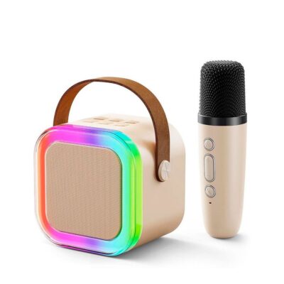 Mini parlante Karaoke Luminoso + Mic - Incluye efectos de voz divertidos. GENERICO