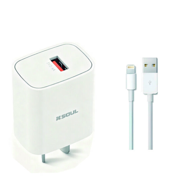 Cargador Viajero USB 2.4A C/ Cable Lightning BOX