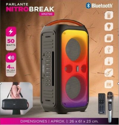 Parlante Soul - NITRO BREAK - XM2700  - 50W  8''X2 Luz Led / Btt / Usb / Msd / Radio
