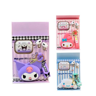 Kit Niño - Auricular con Estuche + Monedero + kuromi - My Melody - Sanrio Cinnamoroll