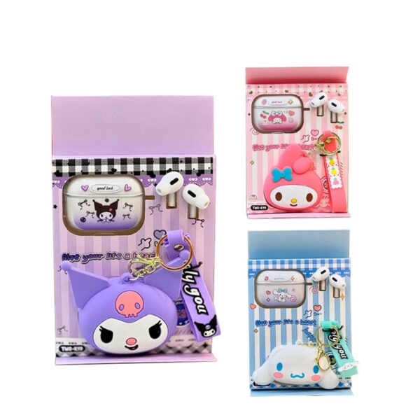 Kit Niño - Auricular con Estuche + Monedero + kuromi - My Melody - Sanrio Cinnamoroll