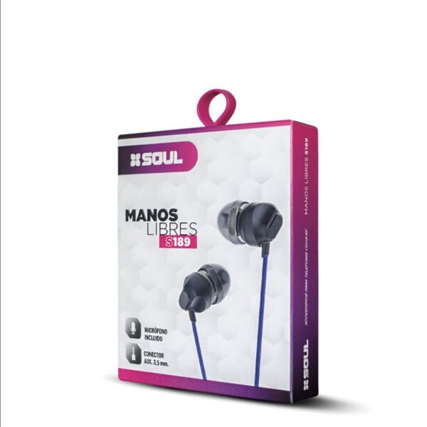 Manos Libres S189 C/ Volumen Azul Anti Enriedo Marca SOUL