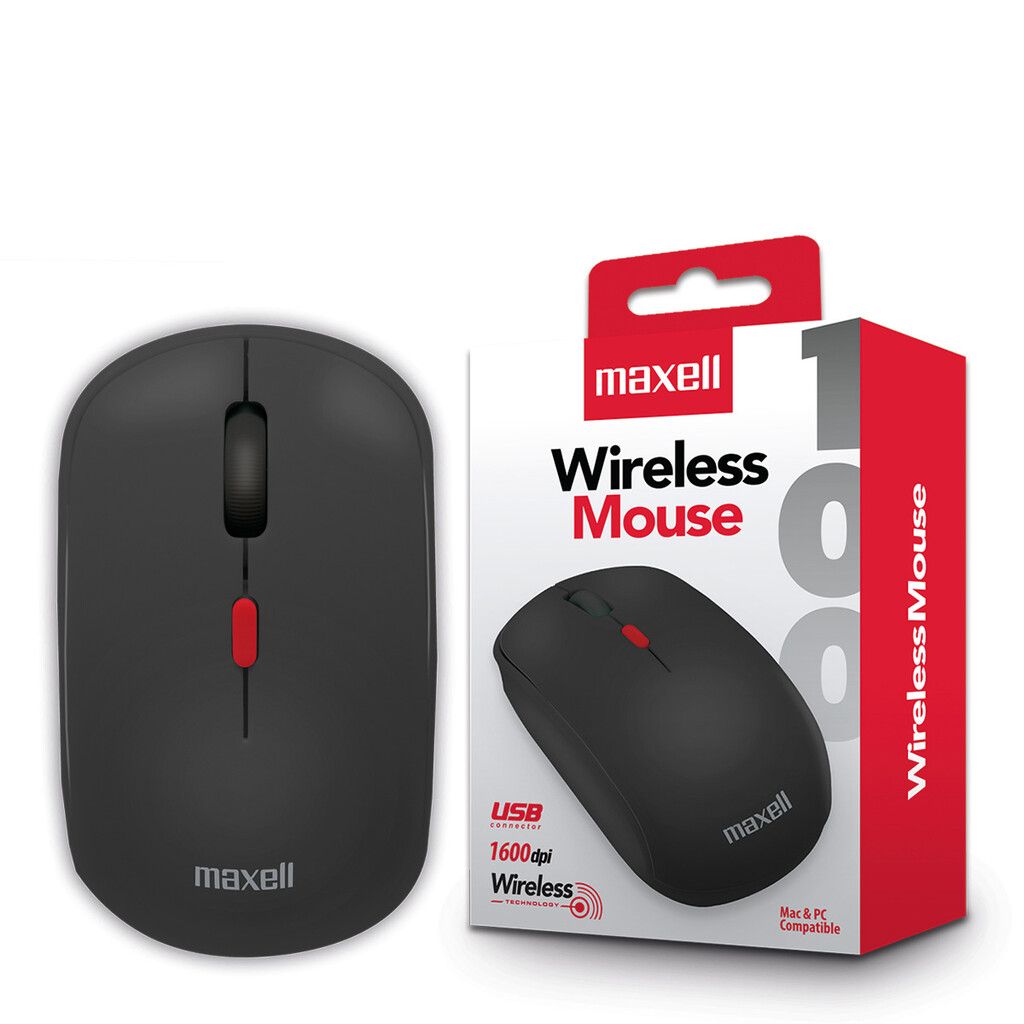 Mouse Wireless MAXELL 1600 DPI Mouse Inalambrico Diseño Curvo - MAXELL 1200 DPI GRIS