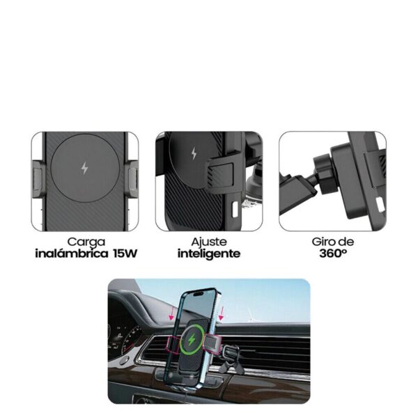 Soporte Con Cargador Inalabrico 15W 2 en 1 Q600