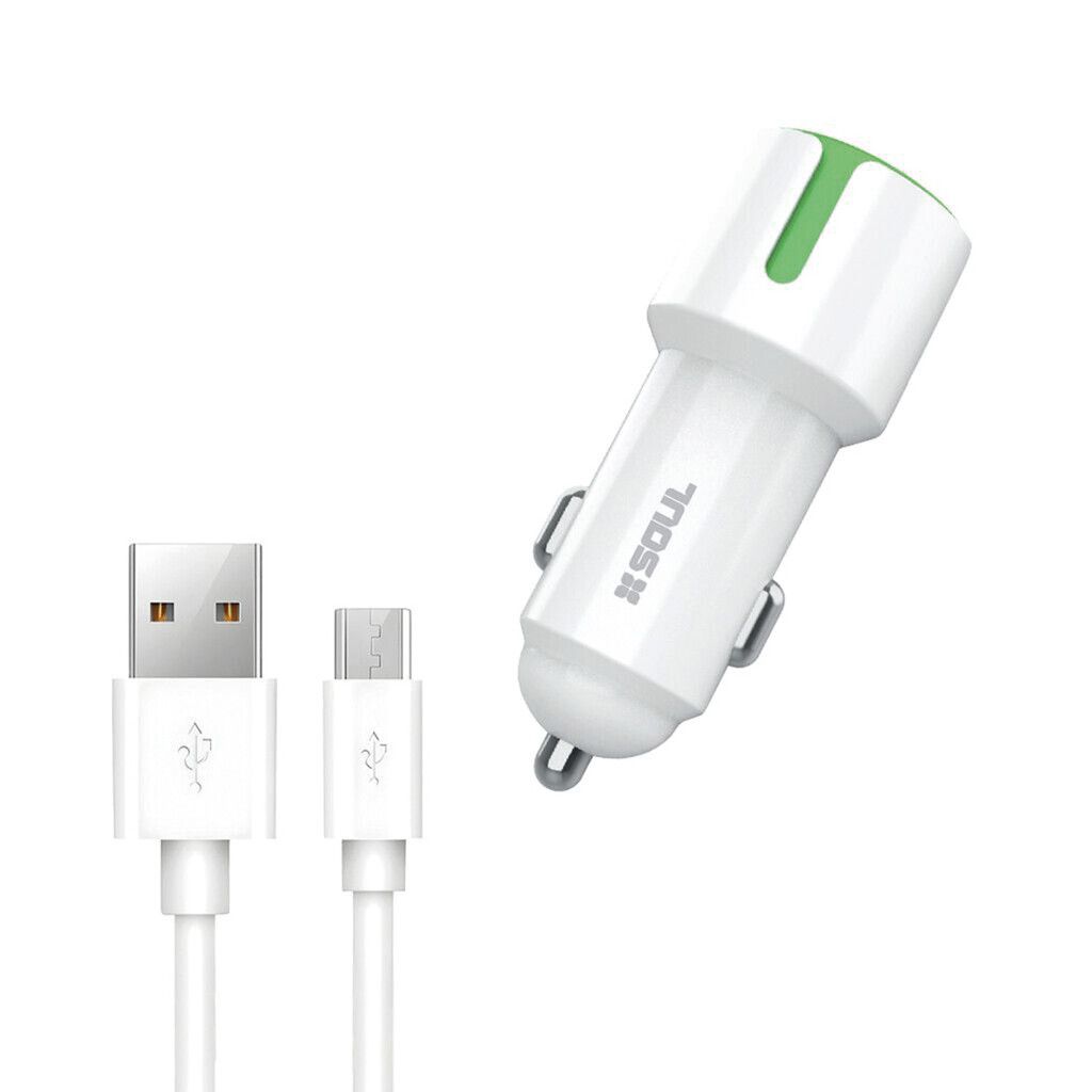 Cargador Auto 12V 2.4A DUAL USB + Cable Micro - SOUL