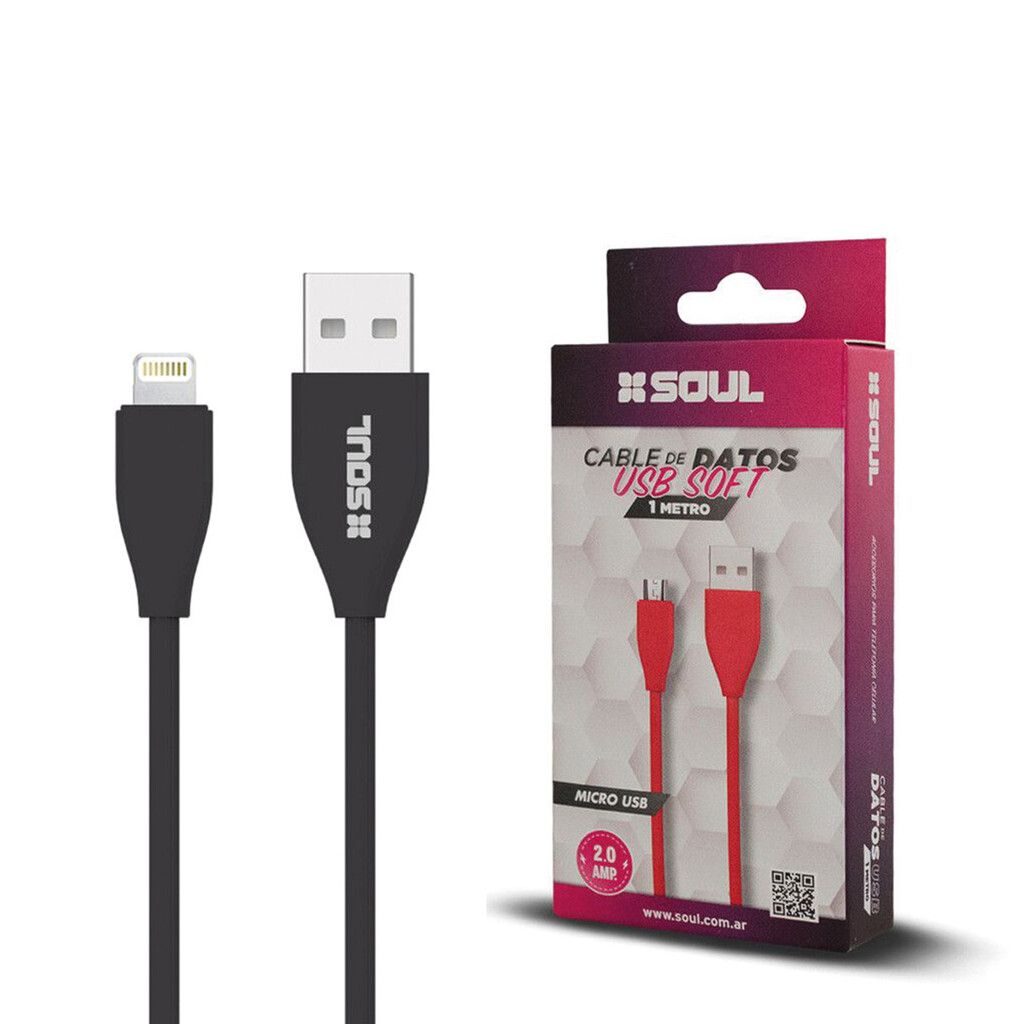 Cable Carga Rapida Lightning 1M 2A SOFT Marca SOUL Cable Carga Rapida Lightning 1M 2A SOFT Marca SOUL OFERTA 00