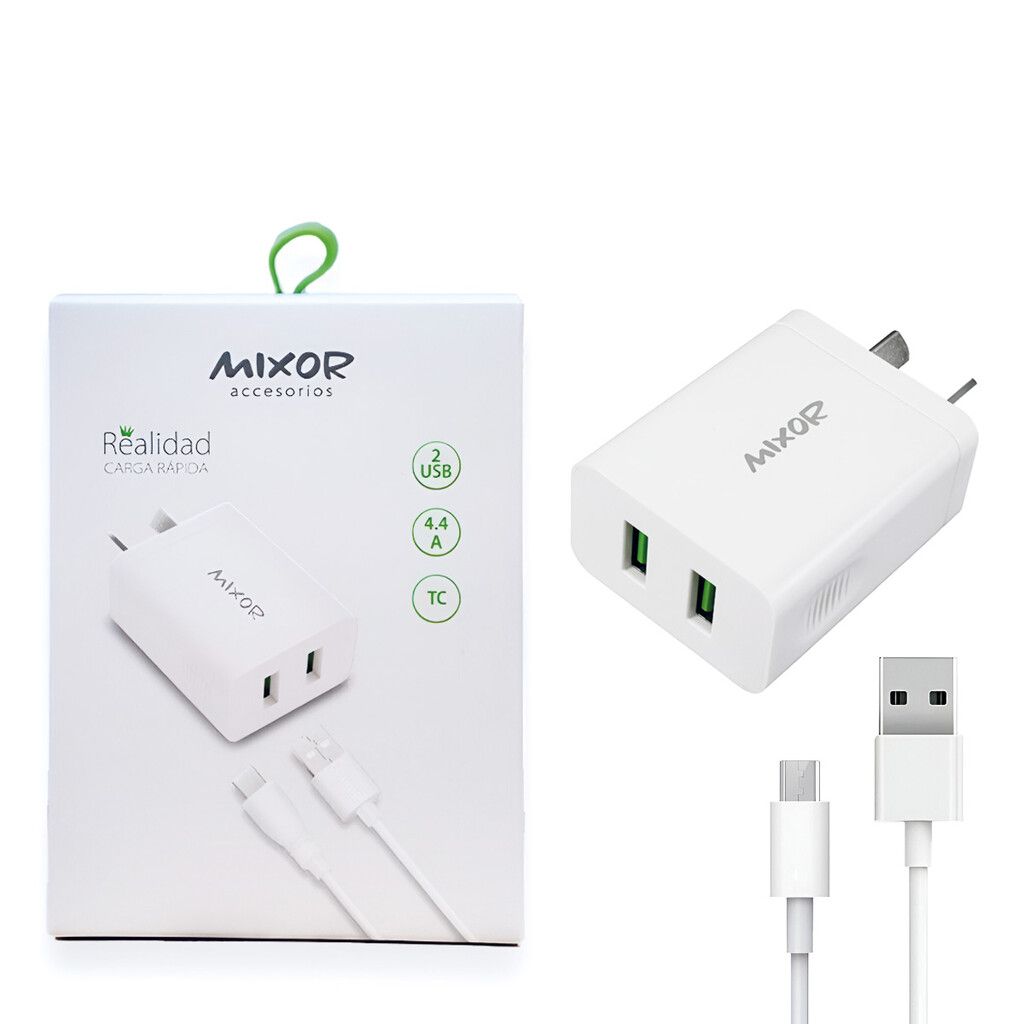 Cargador Rapido 4.4A Micro 2USB + Cable MIXOR