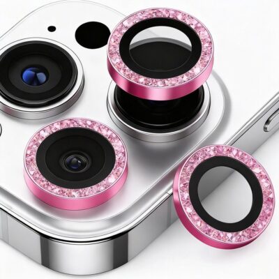Protector Camara Diamante iPhone 16 / 16 Plus Rosa