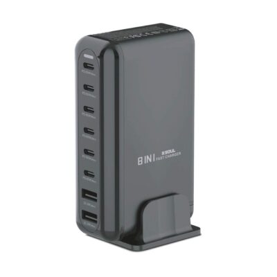Cargador USB 8en1 60W+22.5W USB-C x5 / USB-A x3 Blanco
