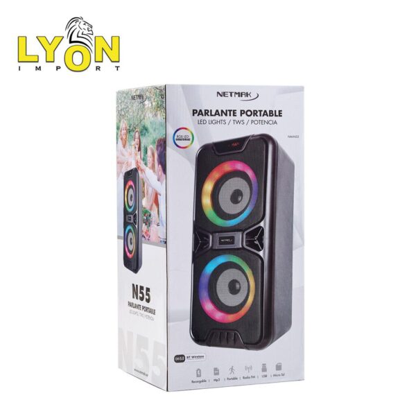 Parlante Bluetooth  4'' X2 RGB Giratorios - 5 efectos karaoke - Batería 3000mah - Pack retail - 34,6x16,8x13,5cm