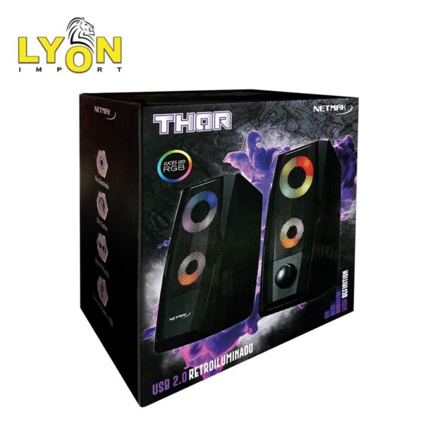 Parlante PC 2.0 Thor Retroiluminado Potenciado USB / VOL