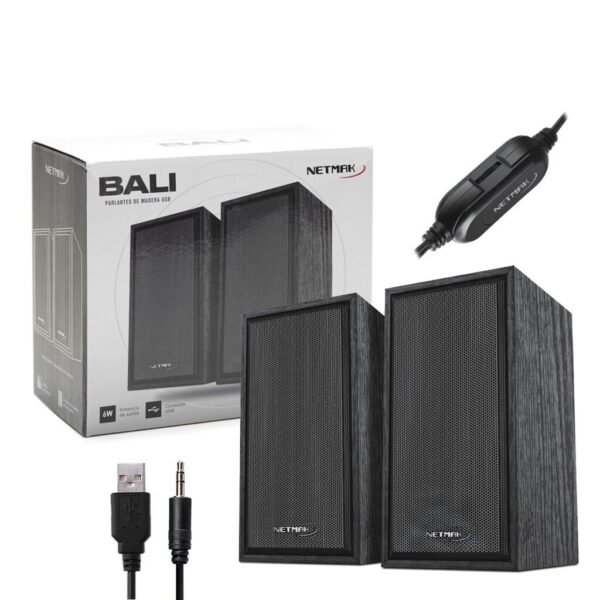 Parlante Madera Black Style USB PC/Note - Tamaño 14,5 x 7,5 x 9,5 cm