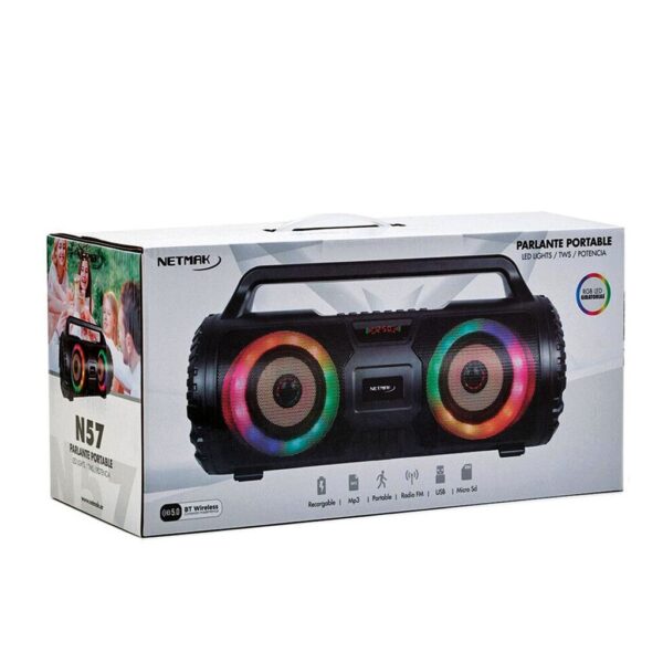 Parlante Bazooka Bluetooth 3'' X2 RGB Giratorios - 5 efectos karaoke - Batería 2600mah - Pack retail - 34,6x16,8x13,5cm