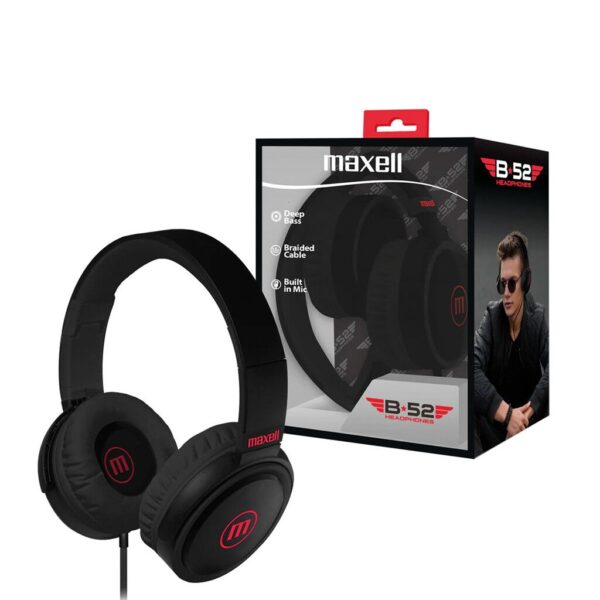 Auricular Vincha C/Mic B52 Negro Marca MAXELL