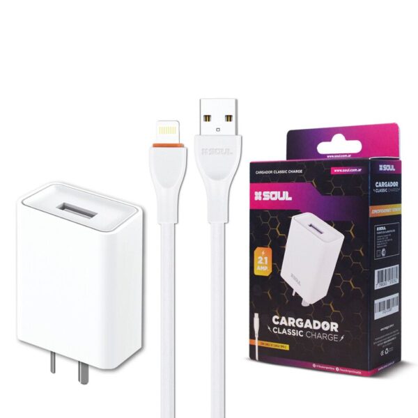 Cargador Viajero classic USB X1 C/ Cable Lightning