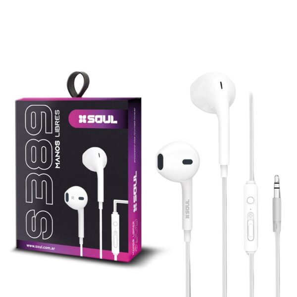 Manos Libres S389 C/ Volumen Blanco  Marca SOUL