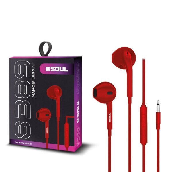 Manos Libres S389 C/ Volumen Rojo Marca SOUL