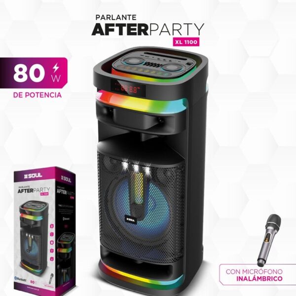 Parlante Soul - AFTER PARTY - XL1100  - 80W  12'' Luz Led / Btt / Usb / Msd / Radio