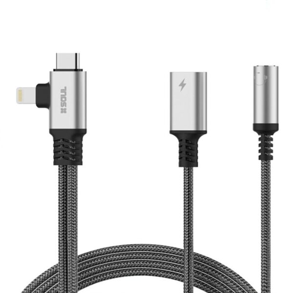 Adaptador TC + Lightning +Audio 3.5H + Carga Tipo-C SOUL Adaptador TC + Lightning +Audio 3.5H + Carga Tipo-C SOUL