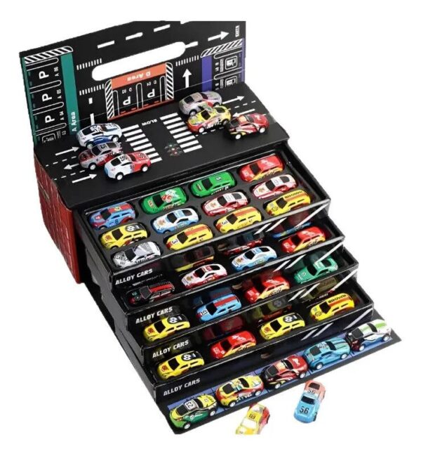 Container Con 48 Autitos a Friccion con Plano de Calles