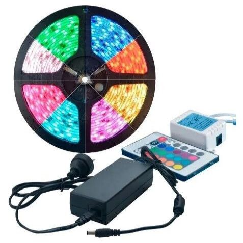 Tira de LED RGB 5050 5Mts (fuente + controlador + Control remoto)