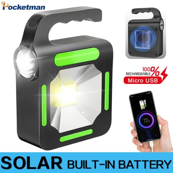 Lampara y Linterna Led De Mano Panel Solar Recargable + Power Bank JY-859