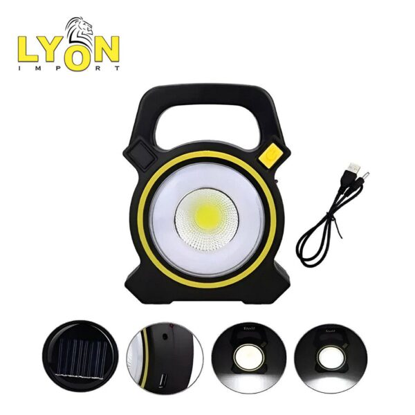 Lampara y Linterna Led De Mano Panel Solar COB Recargable + Power Bank JY-819A