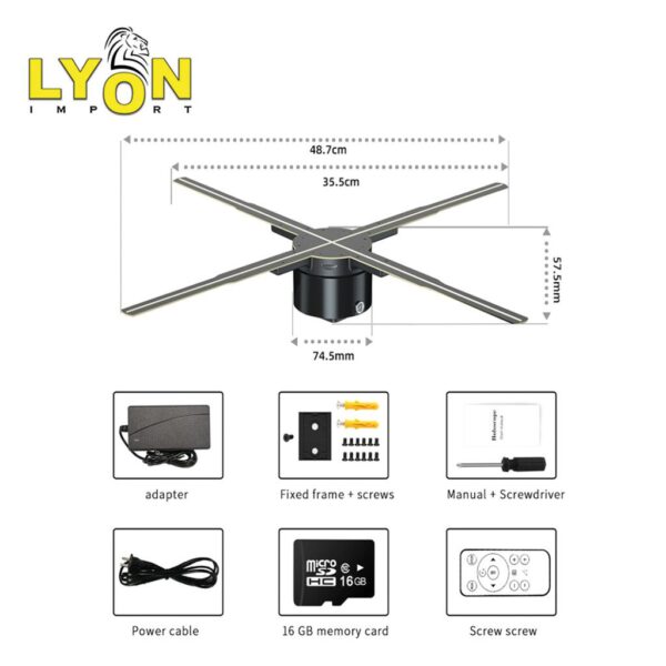 Ventilador Proyector Holograma 3D 50Cm 4 Aspas 48wts Giro 360° New APP WIfi Ventilador Proyector Holograma 3D 50Cm 4 Aspas 48wts Giro 360° New APP WIfi