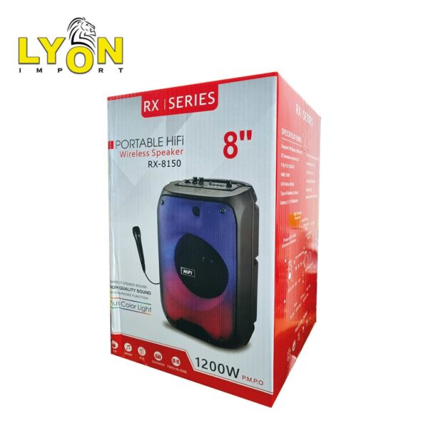 Parlante Bluetooth 8'' C/ Mic Luz LED RX8150