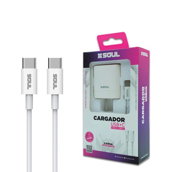 Cargador Viajero PD+ USB QC C/CABLE TIPO C A TIPO C