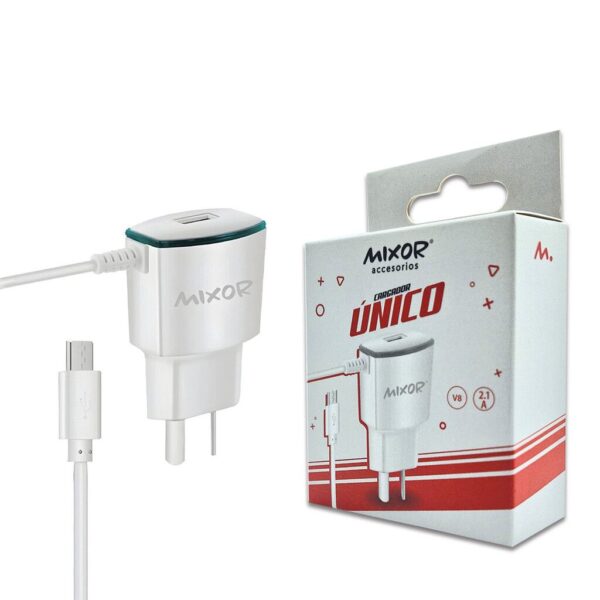 Cargador Rapido 2.1A 1USB C/ Cable Micro MIXOR
