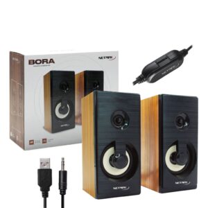 Parlante Madera Brown Big Style USB PC/Note - Tamaño 19,3 x 10,5 x 9 cm