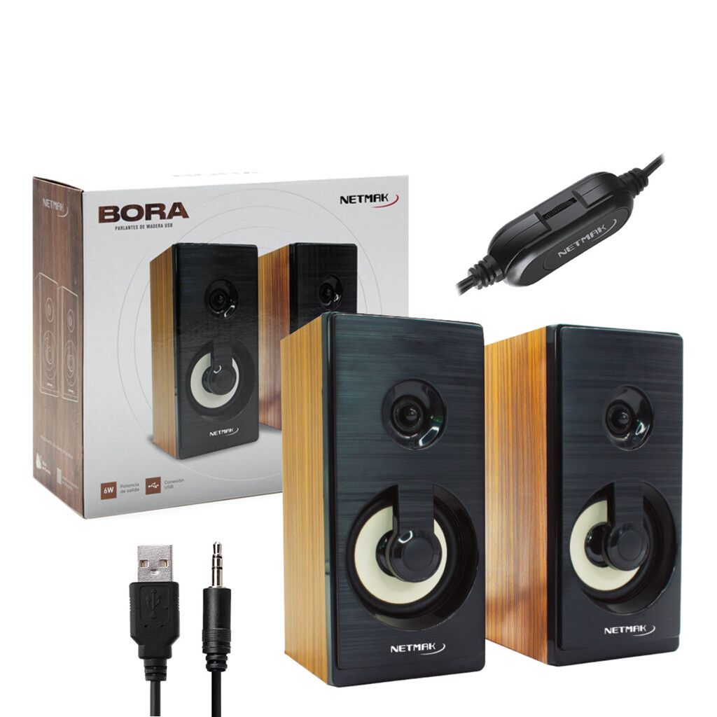 Parlante Madera Brown Big Style USB PC/Note - Tamaño 19,3 x 10,5 x 9 cm