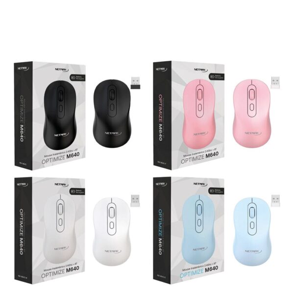 Mouse Inalámbrico  2,4Ghz + Bluetooth 5.2 Recargable Col. Varios