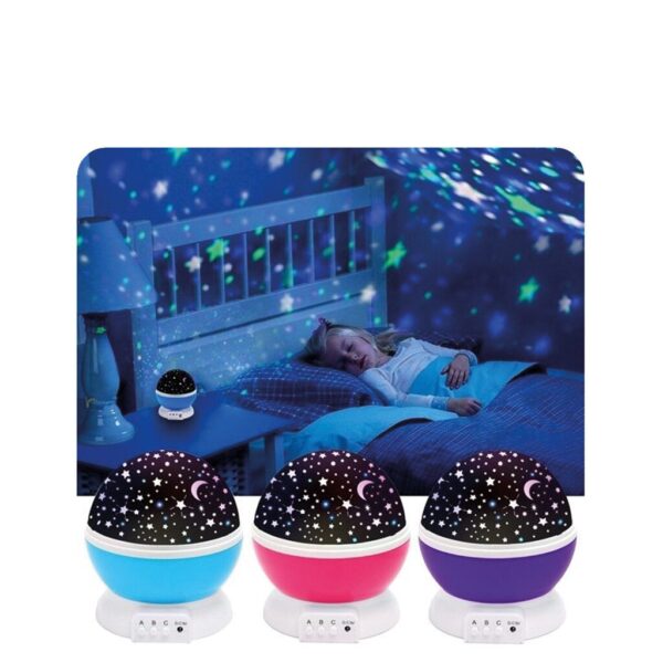 Velador Proyector de Unicornio y Estrellas Giratorio