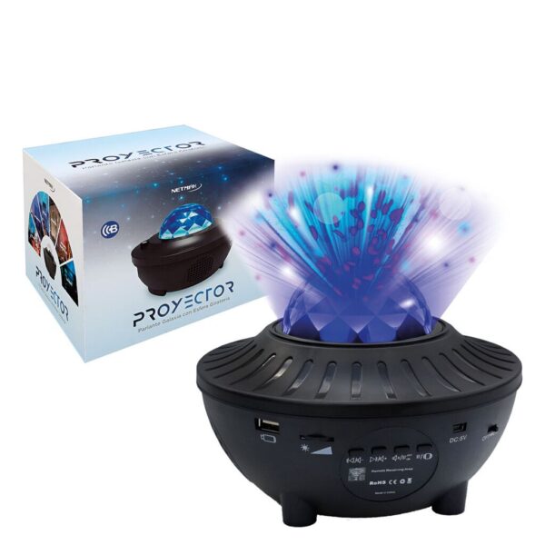 Velador Proyector de Galaxia y Estrellas LED con Parlante BT Velador Proyector de Galaxia y Estrellas LED con Parlante BT
