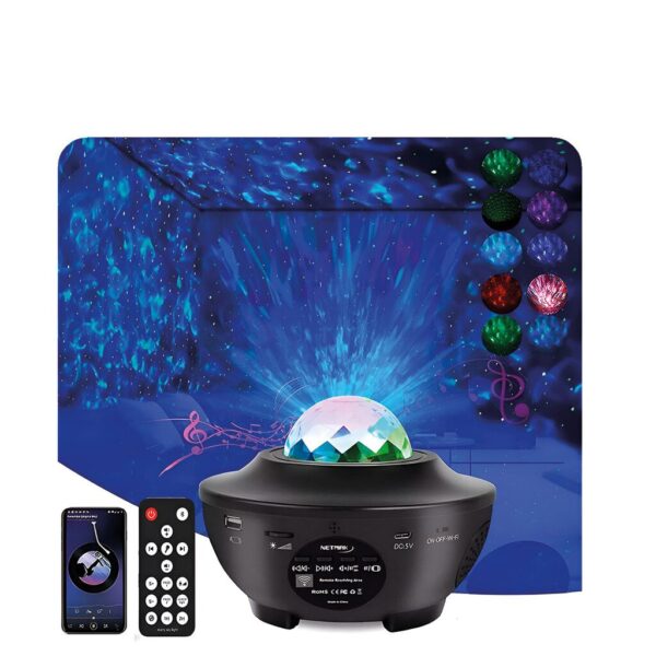 Velador Proyector de Galaxia y Estrellas LED con Parlante BT Velador Proyector de Galaxia y Estrellas LED con Parlante BT