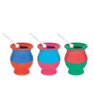 Mates Plasticos Termicos C/ Bombilla plastica Bicolor