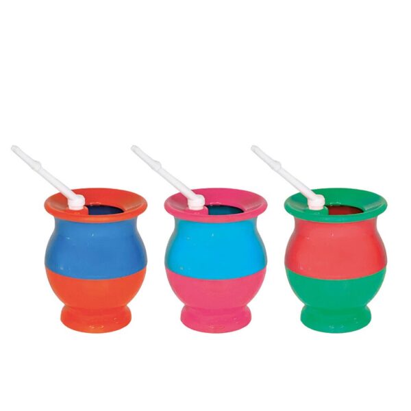 Mates Plasticos Termicos C/ Bombilla plastica Bicolor