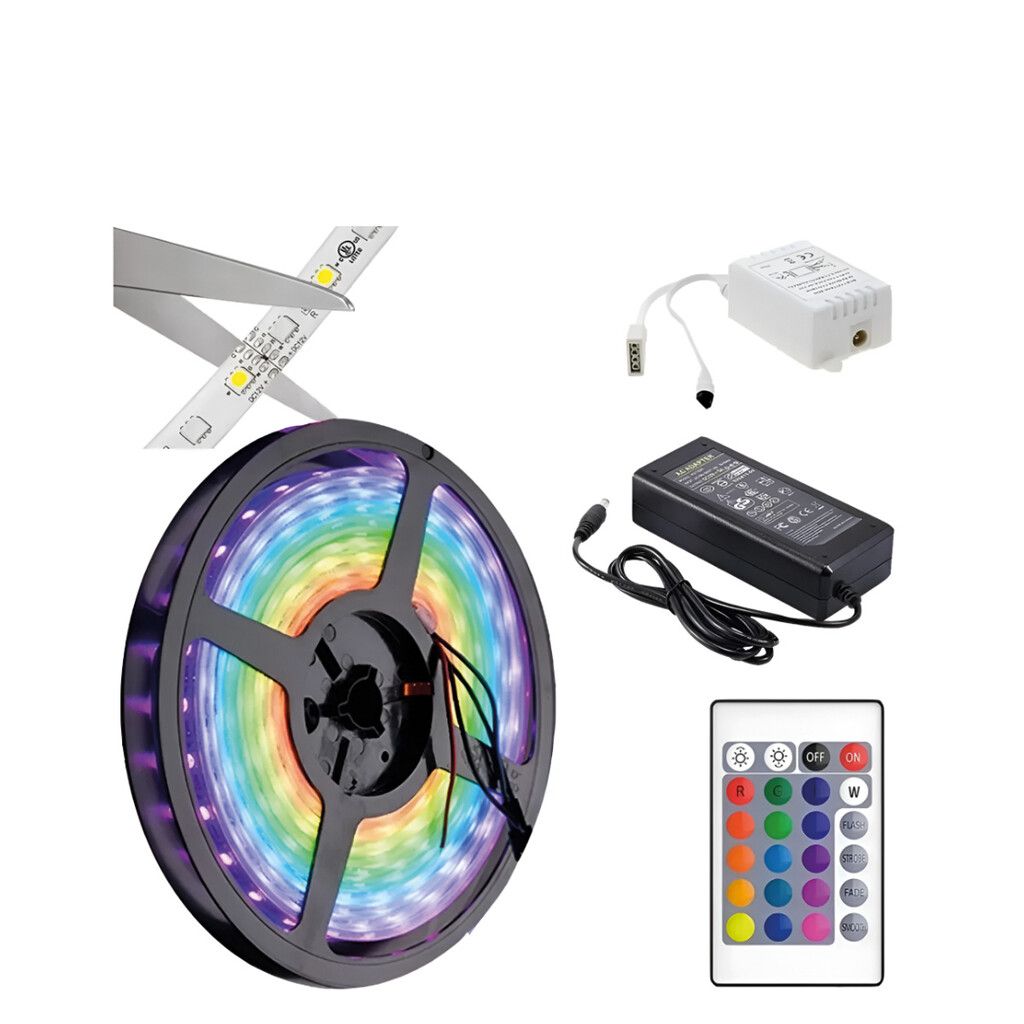 Tira de LED RGB 5050 5Mts (fuente + controlador + Control remoto) EXTERIOR