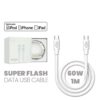 Cable iPhone 60W (C to C) 1 Metro iBOX Calidad Superior