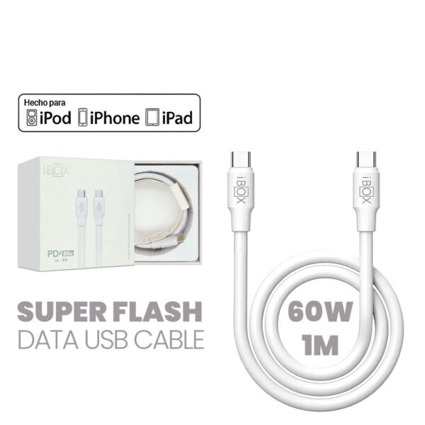 Cable iPhone 60W (C to C) 1 Metro iBOX Calidad Superior