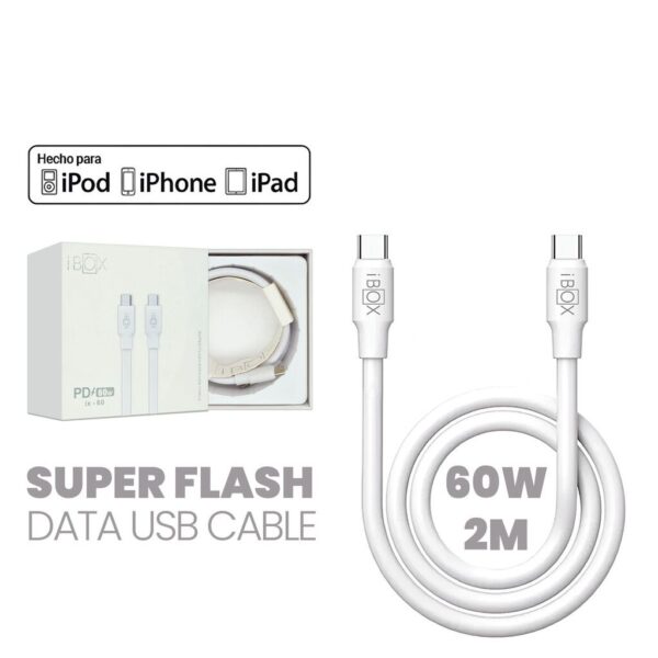 Cable iPhone 60W (C to C) 2Mts iBOX Calidad Superior
