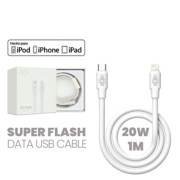 Cable iPhone 20W (C to Lightning) 1 Metro iBOX Calidad Superior