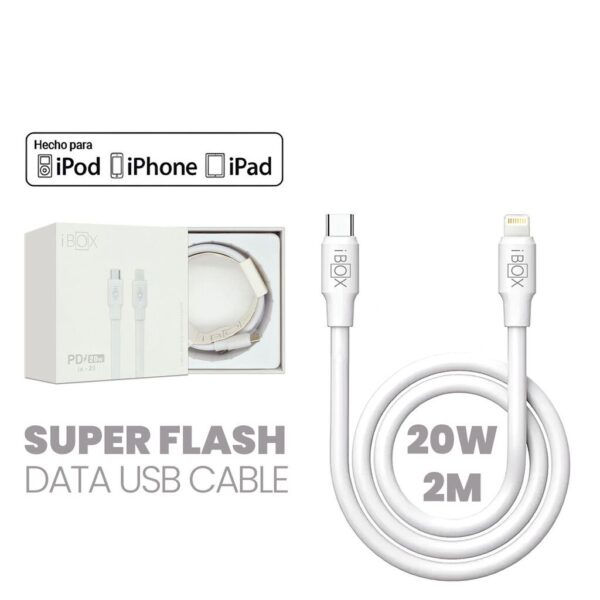 Cable iPhone 20W (C to Lightning) 2Mts iBOX Calidad Superior