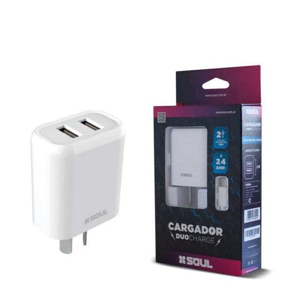 Cargador Viajero DUO Charge X2 2.4A Micro USB