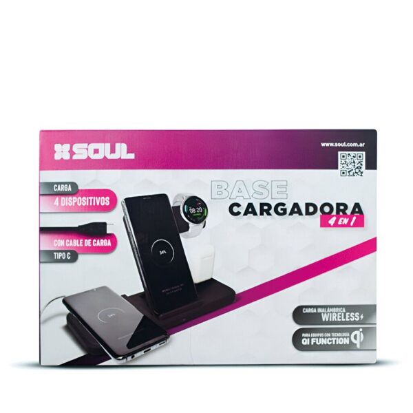 Base Cargador Inalambrico Rapido  (3 Dispositivos) - Mod N51 SOUL - Imagen 2