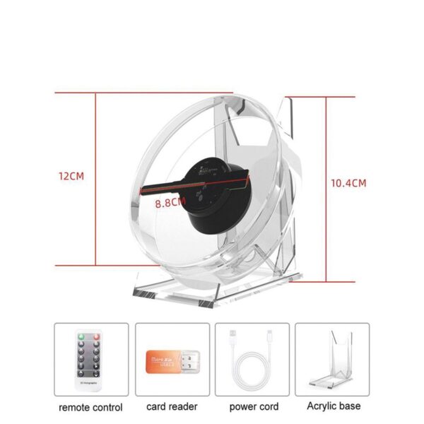 Ventilador Proyector Holograma 3D / sonido 9Cm 1 Aspa 10wts  Giro 360° MSD